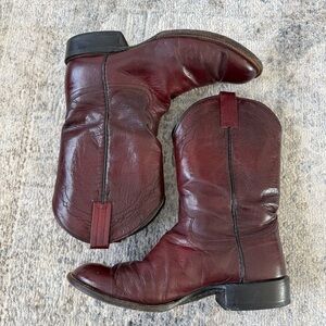 Vintage Panhandle Slim Men's Burgundy Leather Western Cowboy Boots Size 9D